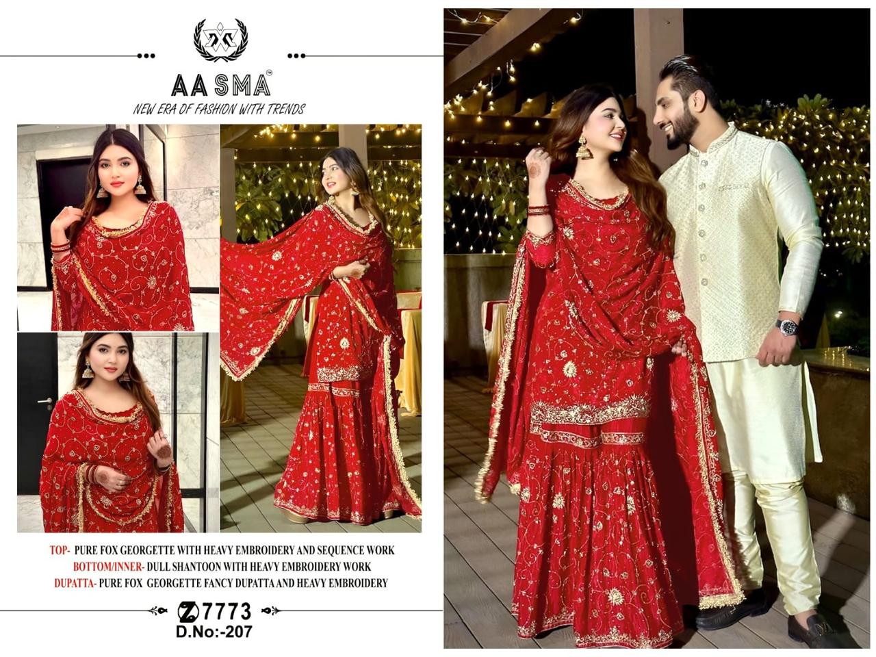 Aasma 207 Georgette Sharara Designer Salwar Suits Wholesale Market In Surat